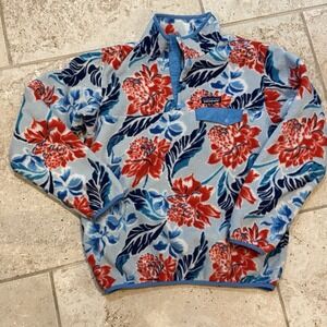 Patagonia Synchilla Manoa Dusk Hawaiian Floral Womens Medium Snap Pullover